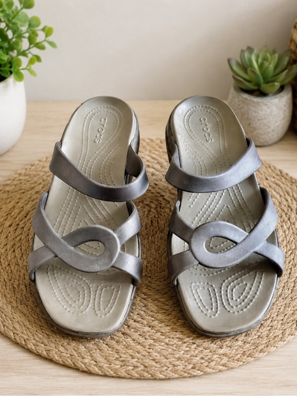 CROCS Meleen Twist Black Slip On Comfort Open Toe Sandals Women’s Size 10